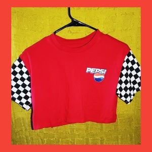 Pepsi checker sleeve croptop